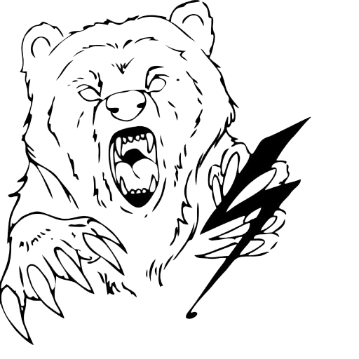 Kontio-Sähkö Oy logo, karhu ja salama
